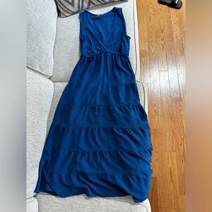 Max Studio Sleeveless V-neck Tiered Maxi Dress in Blue